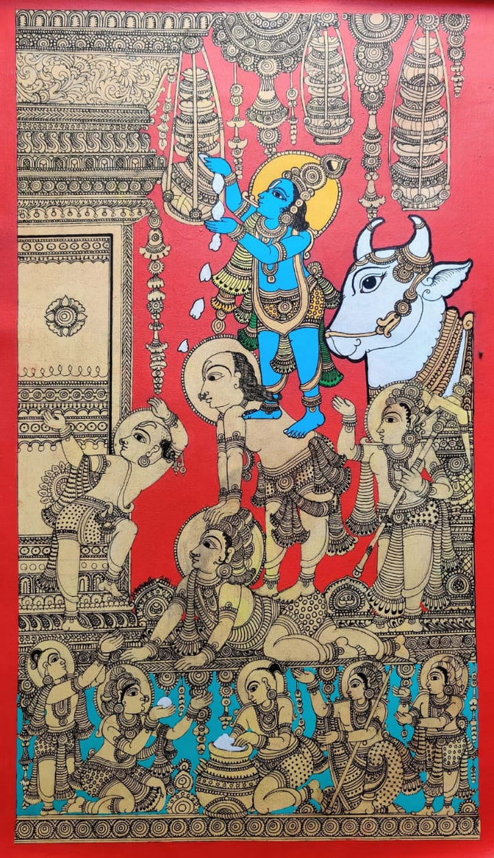 Krishna : Kalamkari inspired painting by Harinath.N Thumbnail