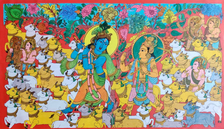 Krishna : Kalamkari inspired painting by Harinath.N Thumbnail