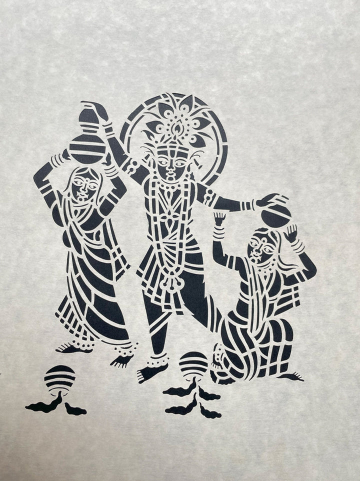 Krishna Butter Theft, Sanjhi Artwork By Ashutosh Verma Thumbnail