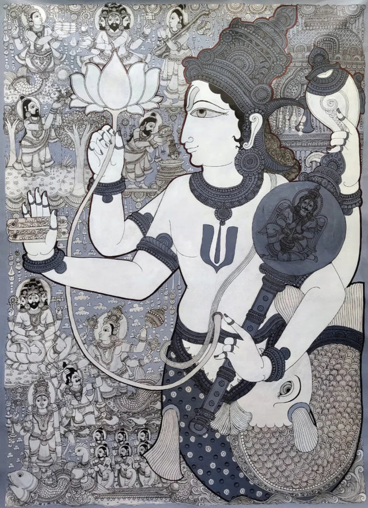 Lord Vishnu: Kalamkari painting by Harinath.N Thumbnail