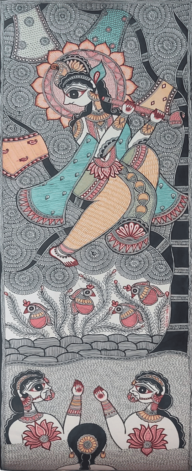 Krishna Leela in Madhubani by Priti Karn Thumbnail