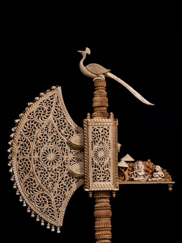 Krishna Pankhi (piece of art decor) In Sandalwood by Kapil Jangid Thumbnail