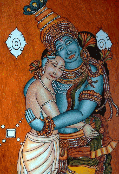 Krishna and Kuchela In Kerala Mural By Jijulal Thumbnail