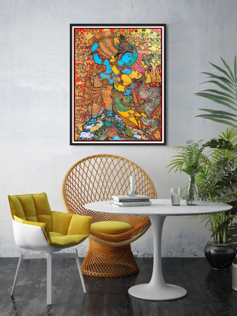 Krishna and Radha: Kalamkari Painting 