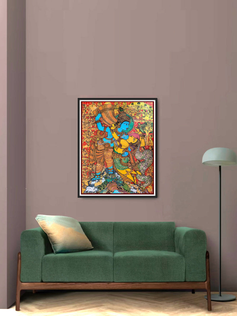 Krishna and Radha: Kalamkari Painting 