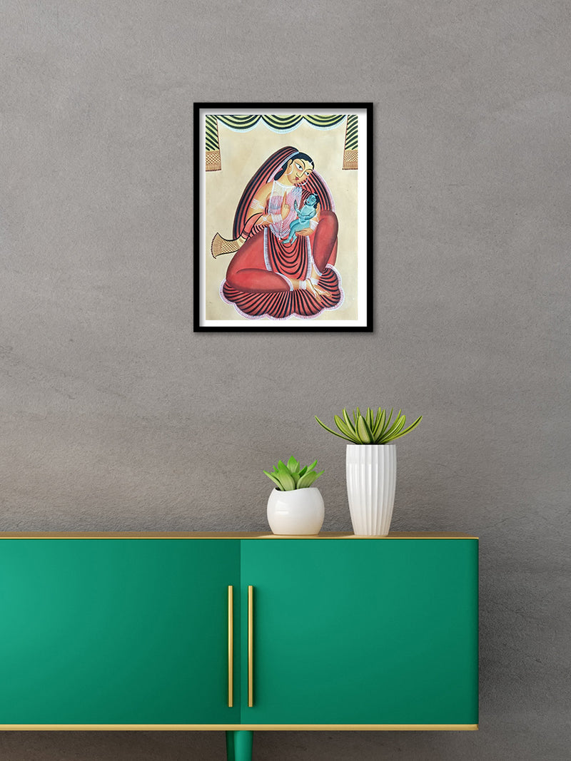 Krishna and Yashoda in Kalighat by Hasir Chitrakar