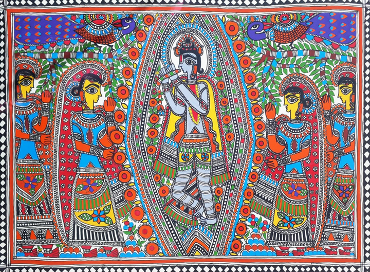 Krishna and the Gopis in Madhubani by Vibhuti Nath Thumbnail