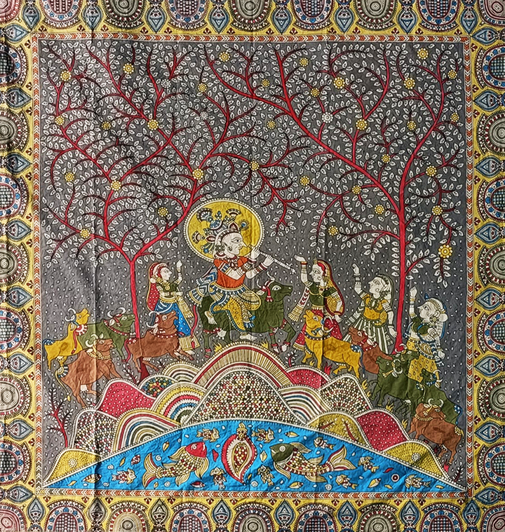Krishna And The Gopis Mata Ni Pachedi By Dilip Chitara For Home Decor Thumbnail