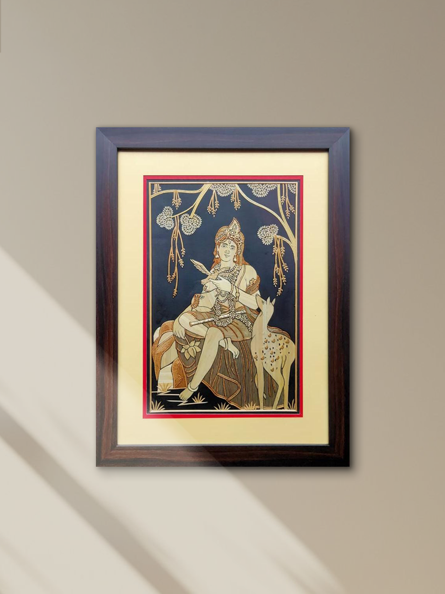 Buy Original Sikki Grass Painting Of Lord Krishna