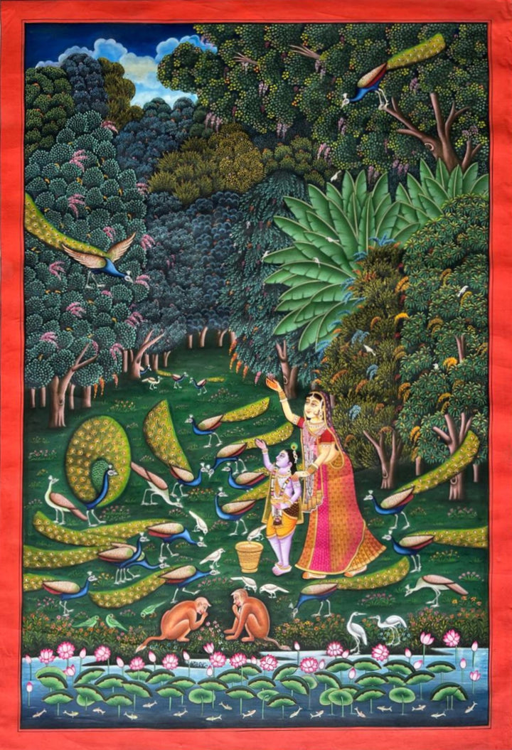 Lord Krishna and Yashoda's Mystical Dreamscape: A Pichwai by Naveen Soni Thumbnail