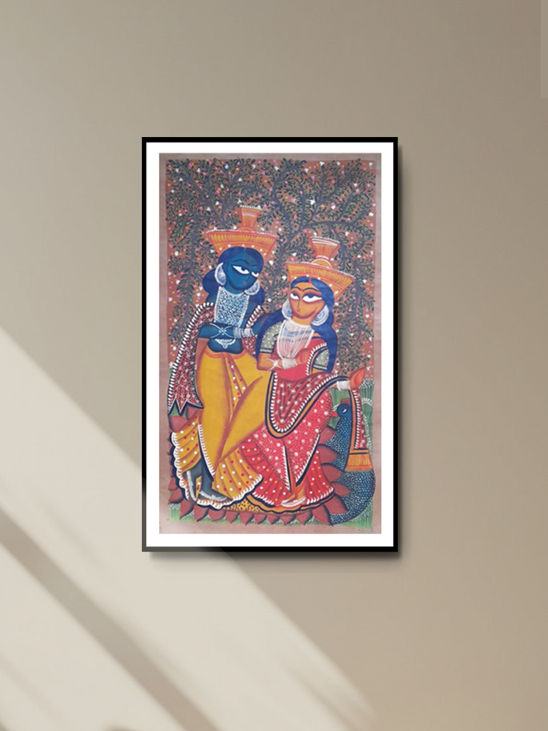 Krishna's Melody: Uttam Chitrakar's Kalighat Reflections