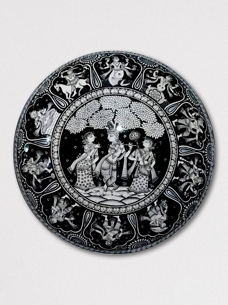 Krishna's Pattachitra  Wooden Wall Plates for Sale