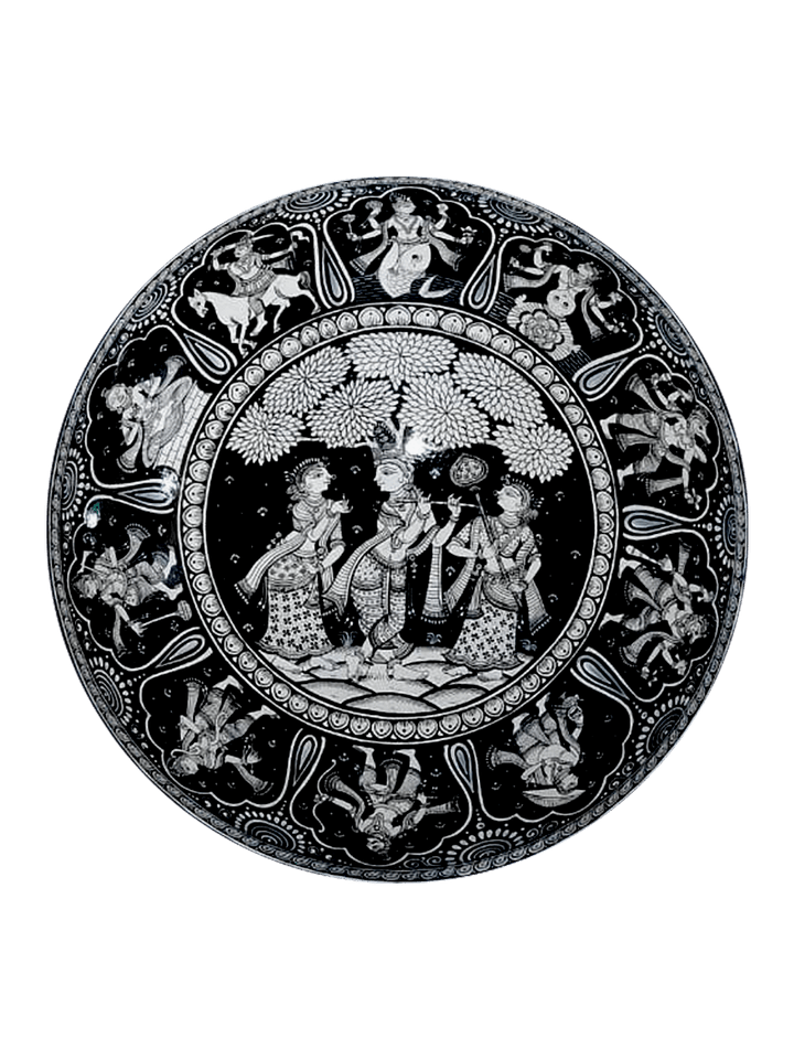 Krishnas Myriad Stories - Pattachitra Plate by Apindra Swain for Home Decor Thumbnail