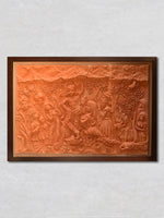 Krishna's Sheltering Grace: Terracotta Model of Govardhan Leela, Terracotta art by Dolon Kundu