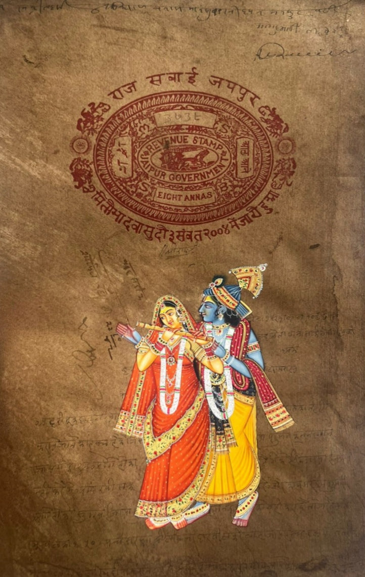 Buy Krishna’s eternal yearning for Radha In Mughal Miniature by Mohan Prajapati 