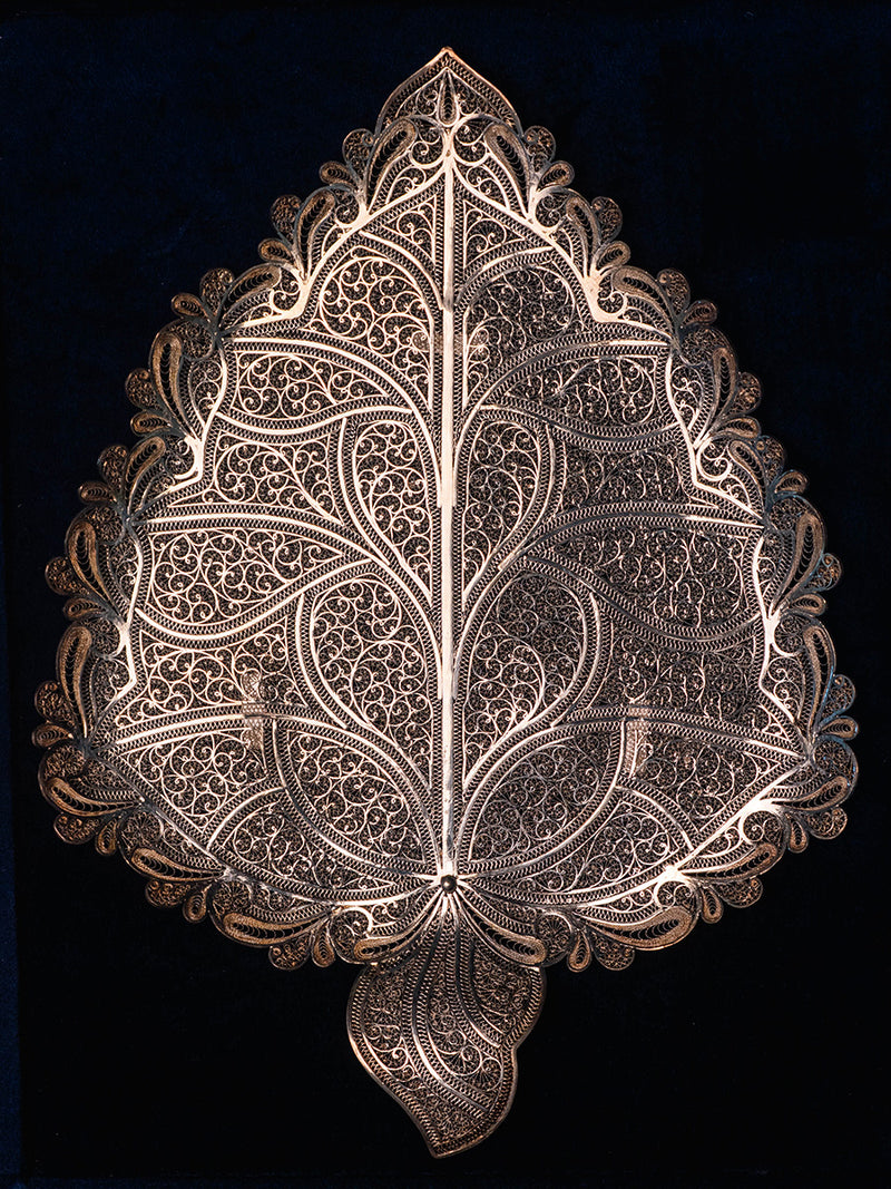 Peepal Leaf in Silver Filigree