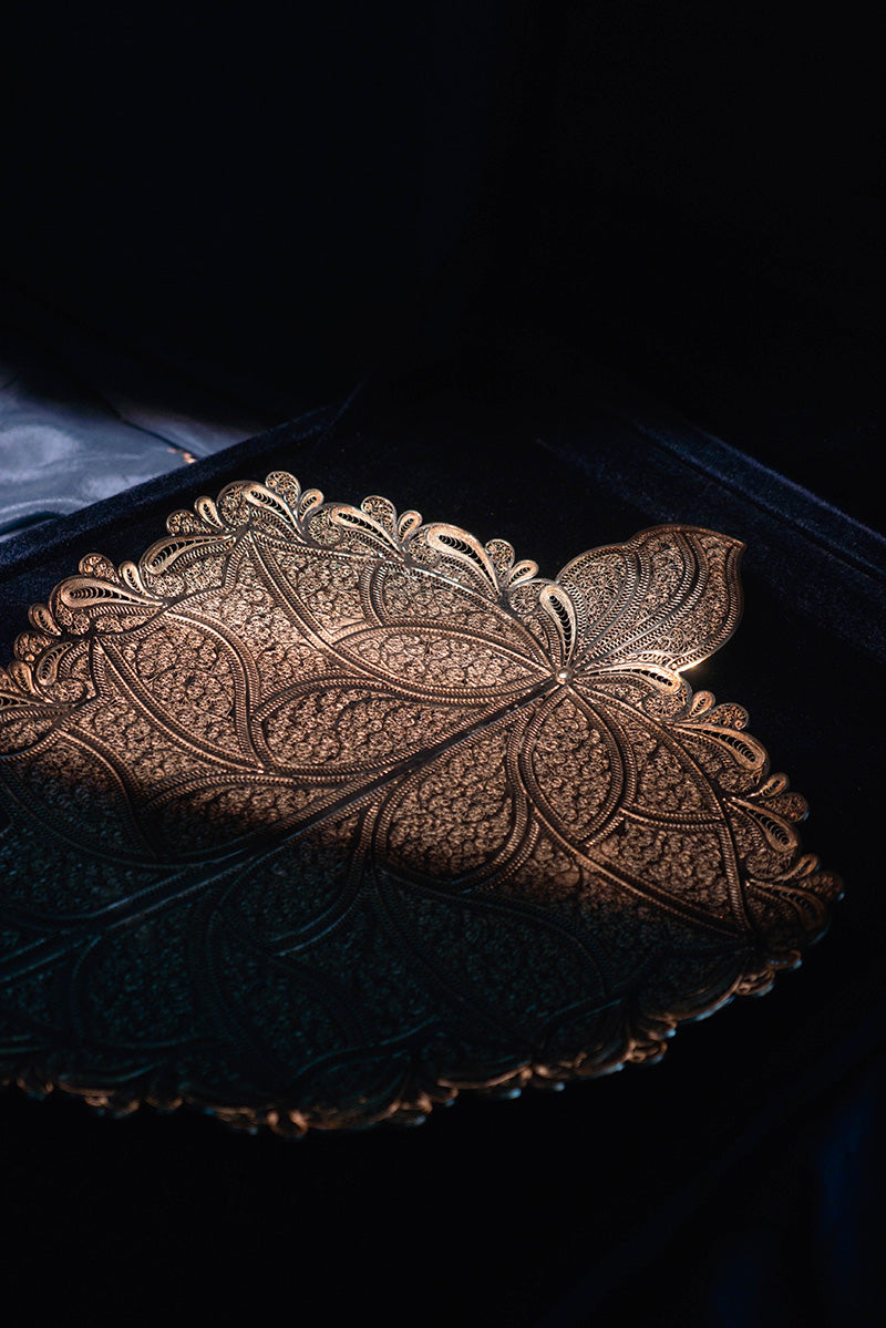 Peepal Leaf in Silver Filigree