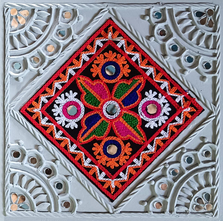 Kutch Embroidery and Lippan Wall Panel by Nalemitha For Home Decor, Gifting Thumbnail