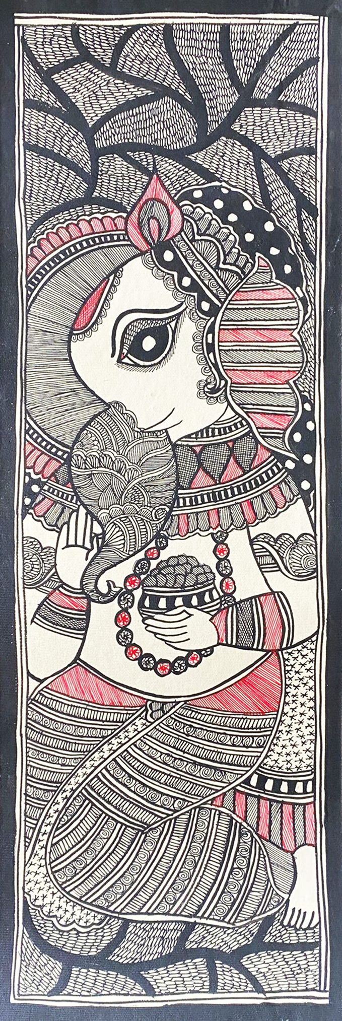 Lord Ganesha in Madhubani Painting by Pratima Bharti Thumbnail