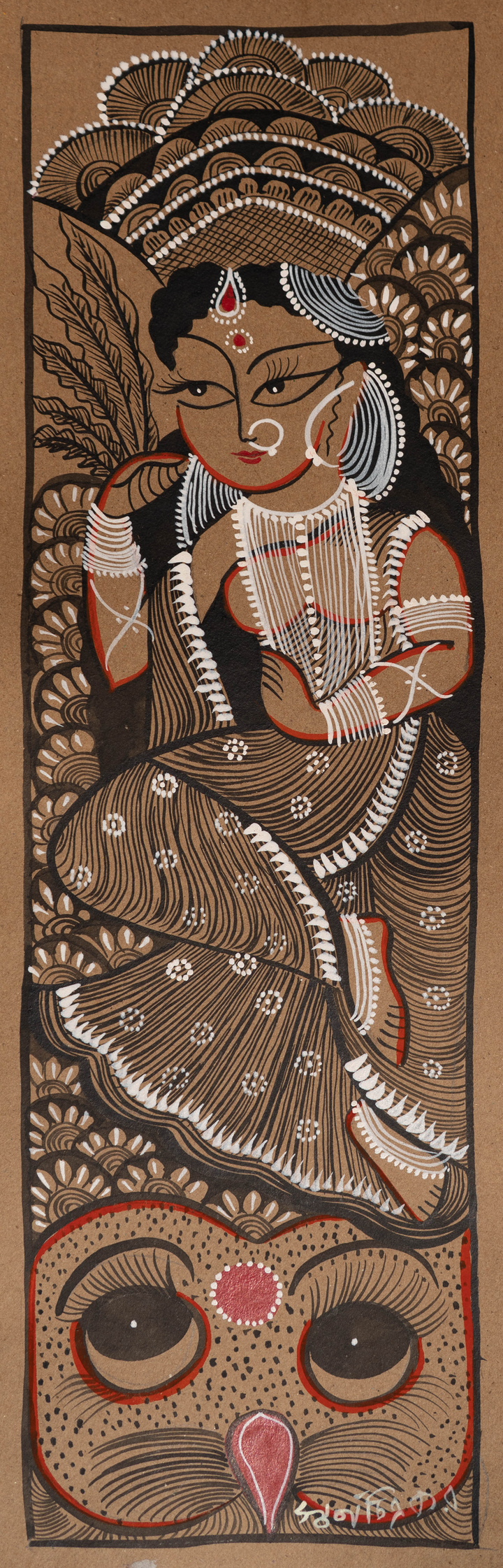 Lakshmi and her Owl: Bengal Pattachitra by Swarna Chitrakar Thumbnail