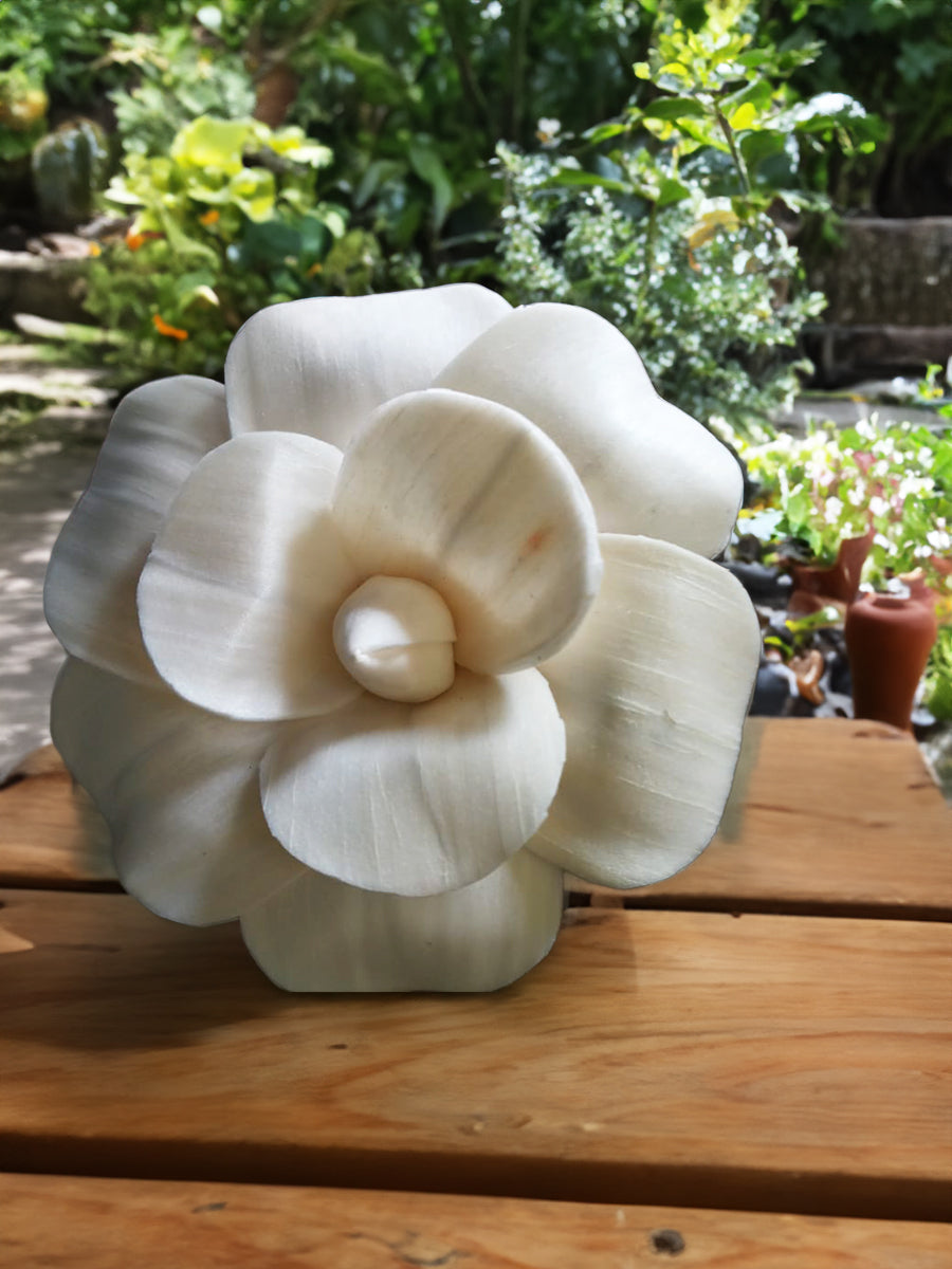 Layers of Serenity: A Shola pith carving of Blossom Sholapith by Arup Malakar for sale