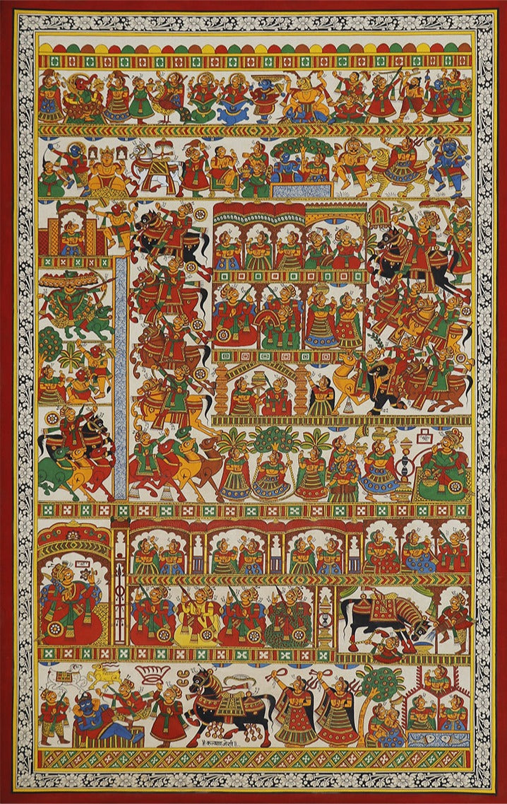 Legend of Rajasthan – Pabuji and his tales of victory, Phad Painting by Kalyan Joshi Thumbnail