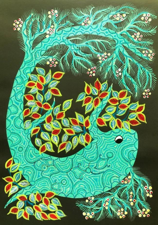 Life Under Water Bhil Painting by Geeta Bariya Thumbnail