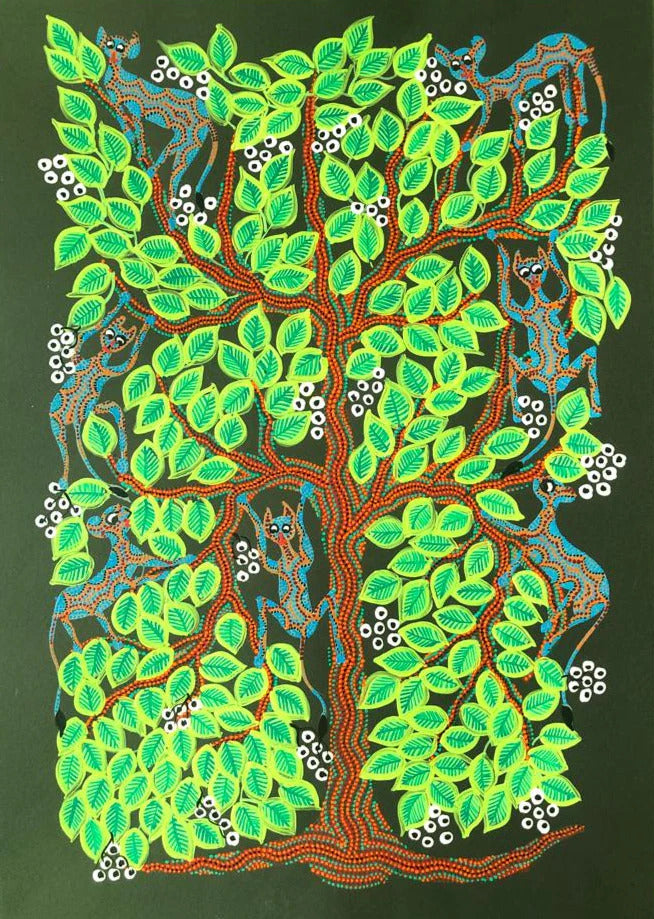 Life in Forest Bhil Painting by Geeta Bariya Thumbnail