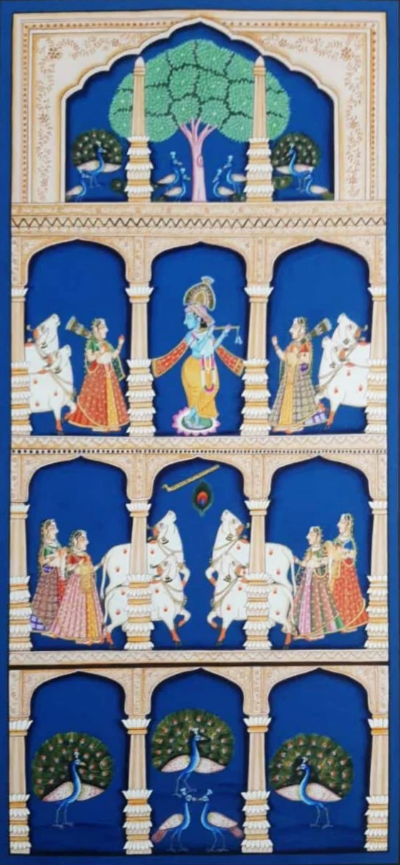 Life's Harmonious Dance: Pichwai Artistry Capturing Krishna's Life by Shehzaad Ali Sherani Thumbnail