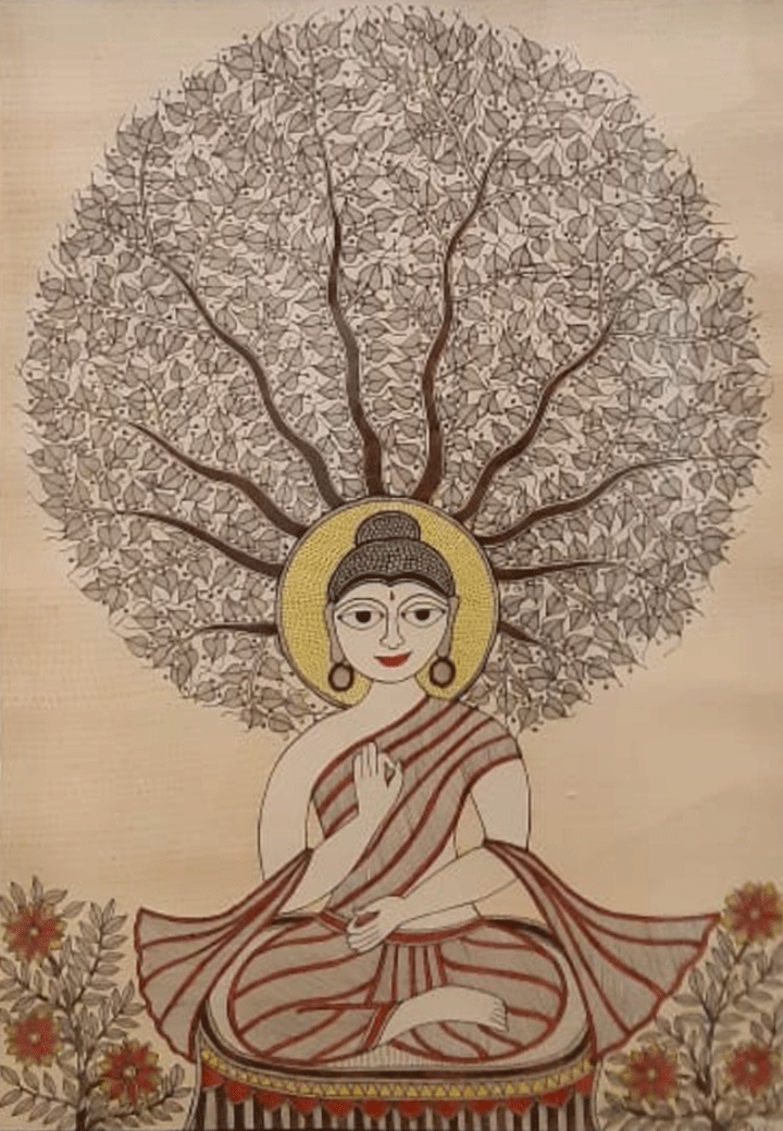 Lord Buddha in Madhubani by Priti Karn Thumbnail