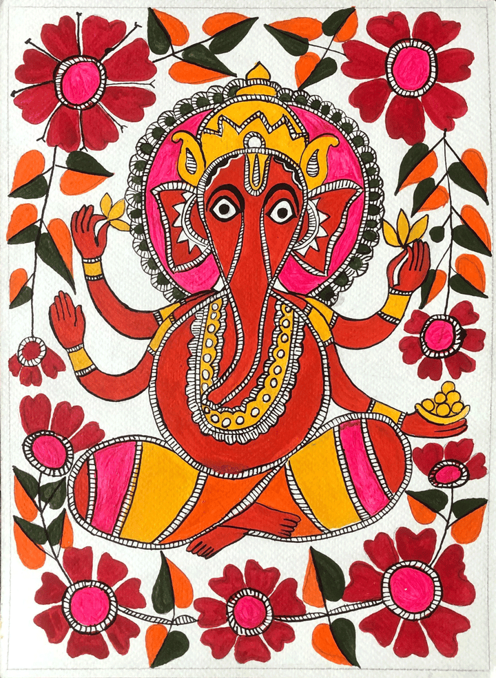 Lord Ganapathi in Madhubani by Izhar Ansari Thumbnail