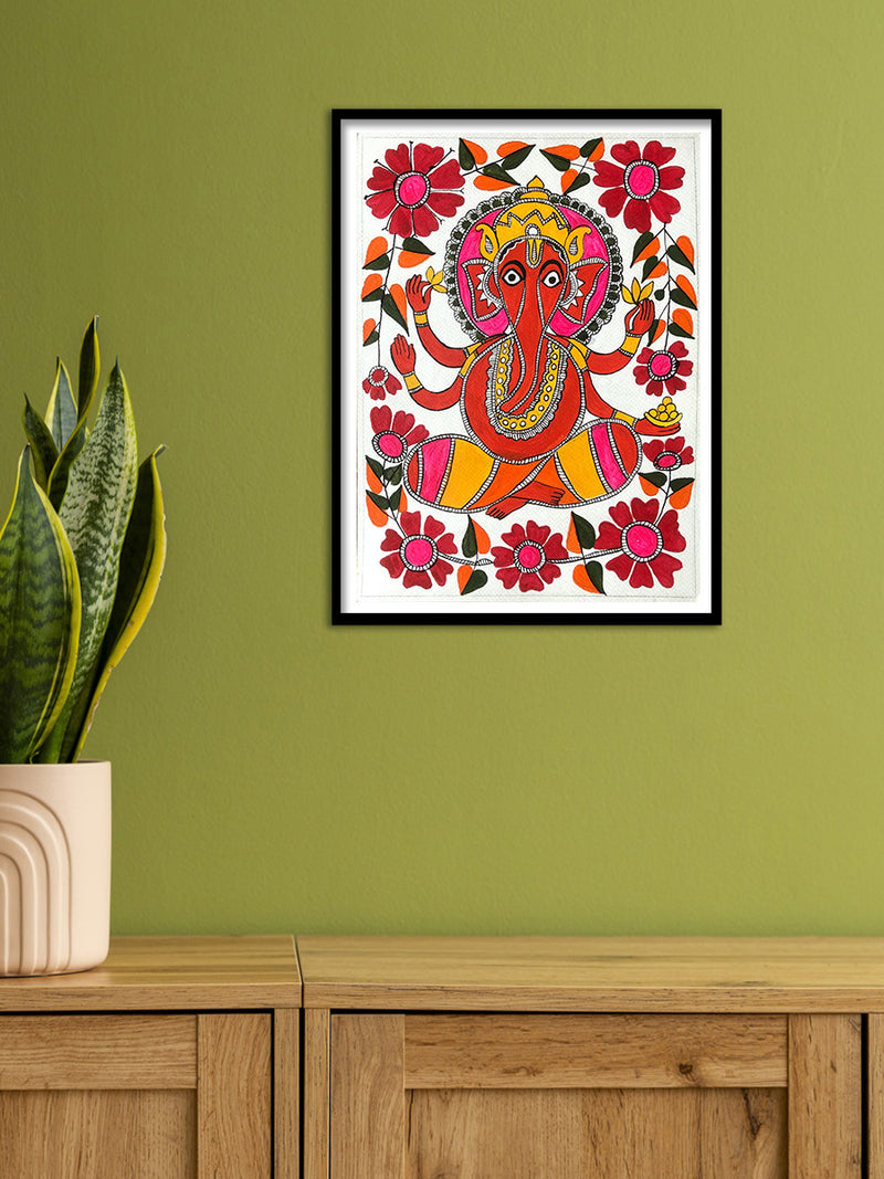 Lord Ganapathi in Madhubani by Izhar Ansari