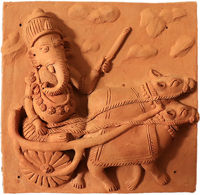 Lord Ganesha Riding Peacock Terracotta by Dinesh Molela Thumbnail