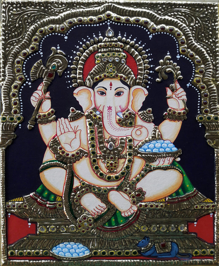 Lord Ganesha, Tanjore Art by Sanjay Tandekar Thumbnail