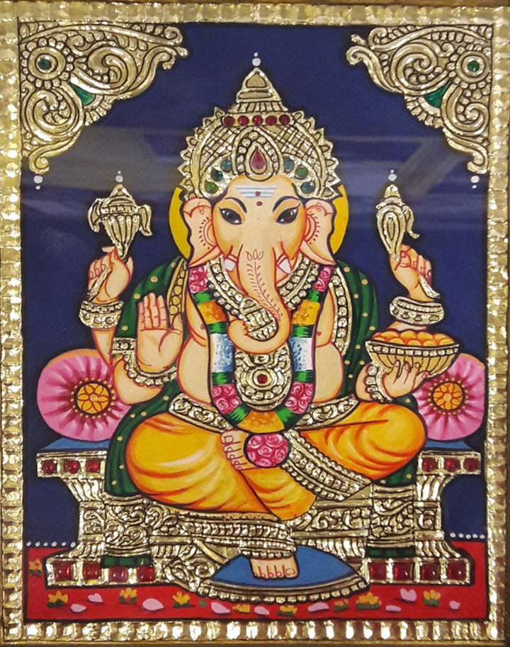 Lord Ganesha, Tanjore Painting by Sanjay Tandekar Thumbnail