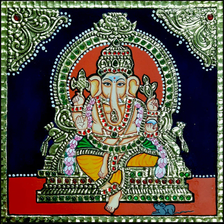 Lord Ganesha, Tanjore Painting by Sanjay Tandekar Thumbnail
