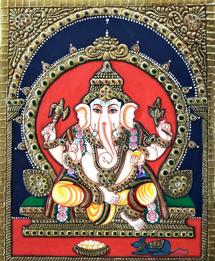Lord Ganesha, Tanjore Painting by Sanjay Tandekar Thumbnail