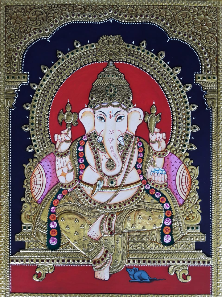 Lord Ganesha: Tanjore Painting by Sanjay Tandekar Thumbnail