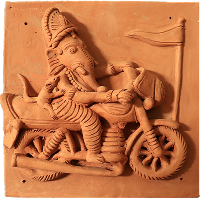 Lord Ganesha depicted with his rat: Terracotta by Dinesh Molela Thumbnail