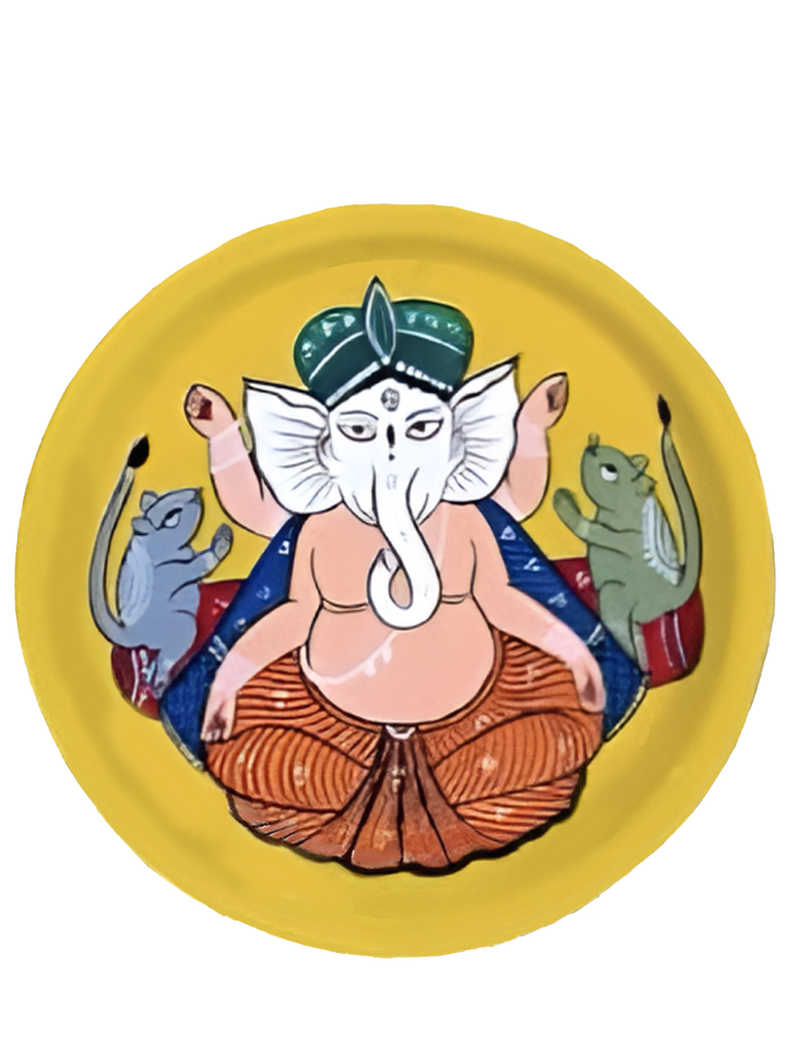 Lord Ganesha in Bengal pattachitra Plate art by Manoranjan Chitrakar Thumbnail