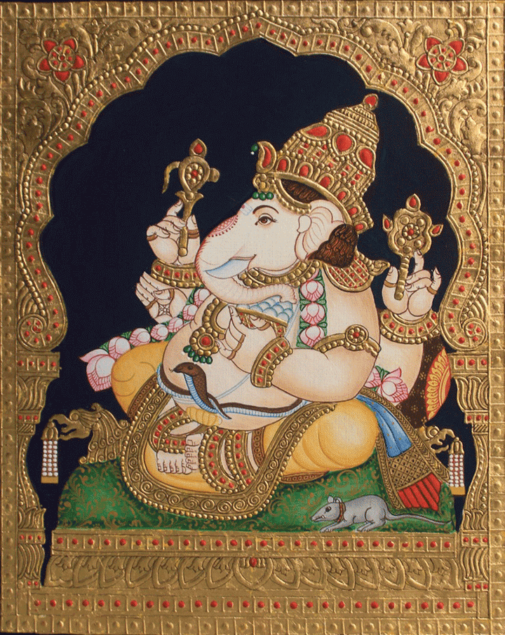 Lord Ganesha in Mysore Tanjore by Dr. J Dundaraja Thumbnail
