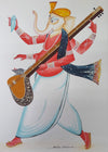Buy Lord Ganesha with a Sitar in Kalighat by Bhaskar Chitrakar