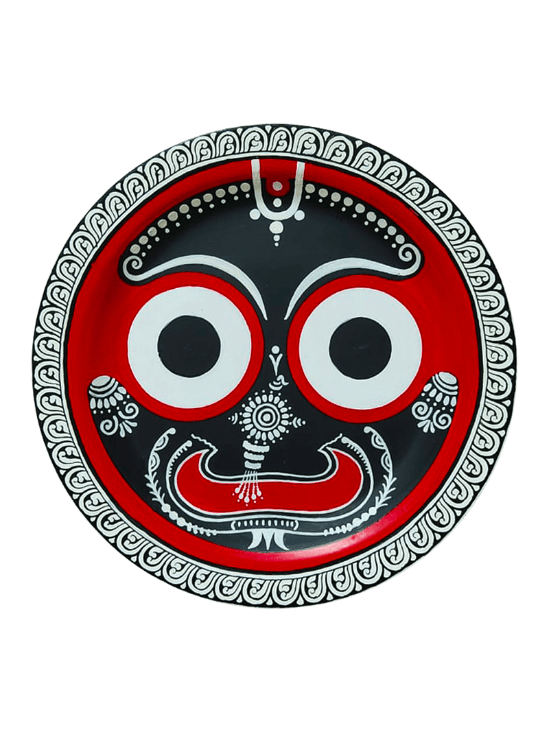 Order online Lord Jagannath's Red and Black Pattachitra Wooden Wall Plates