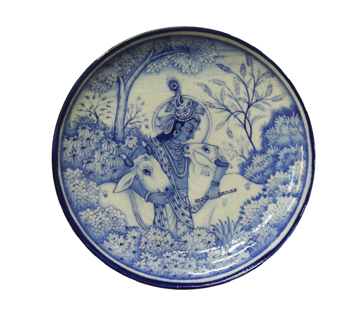 Lord Krishna In Blue Pottery Plates by Gopal Saini Thumbnail