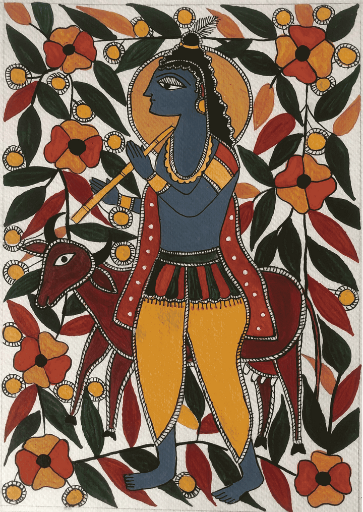Lord Krishna in Madhubani by Izhar Ansari Thumbnail