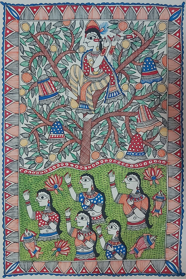 Lord Krishna in Madhubani by Priti Karn Thumbnail