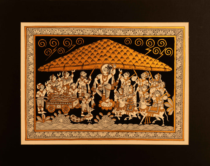 Lord Krishna lifting Govardhan: Phad by Kalyan Joshi Thumbnail