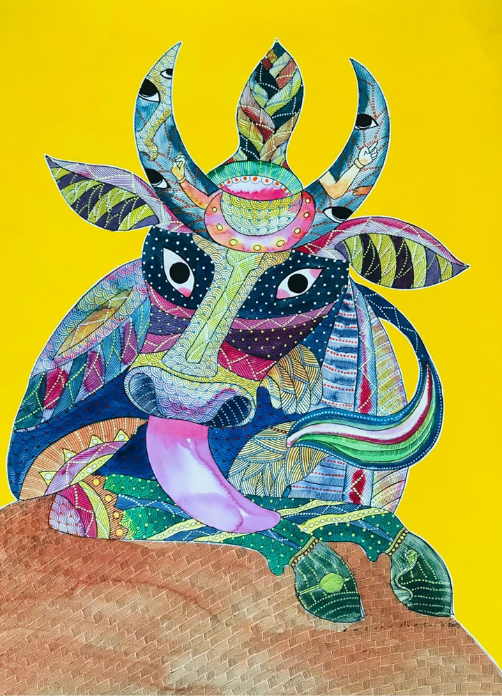Nandi Bull: Lord Shiva's Mount in Gond by Venkat Shyam Thumbnail