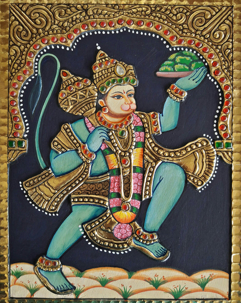 Hanuman Painting | Traditional Tanjore Artwork | Spiritual Indian Art ...
