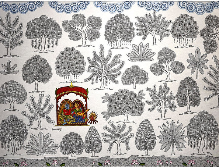 Love in Winter: A Serene Phad Painting by Kalyan Joshi Thumbnail